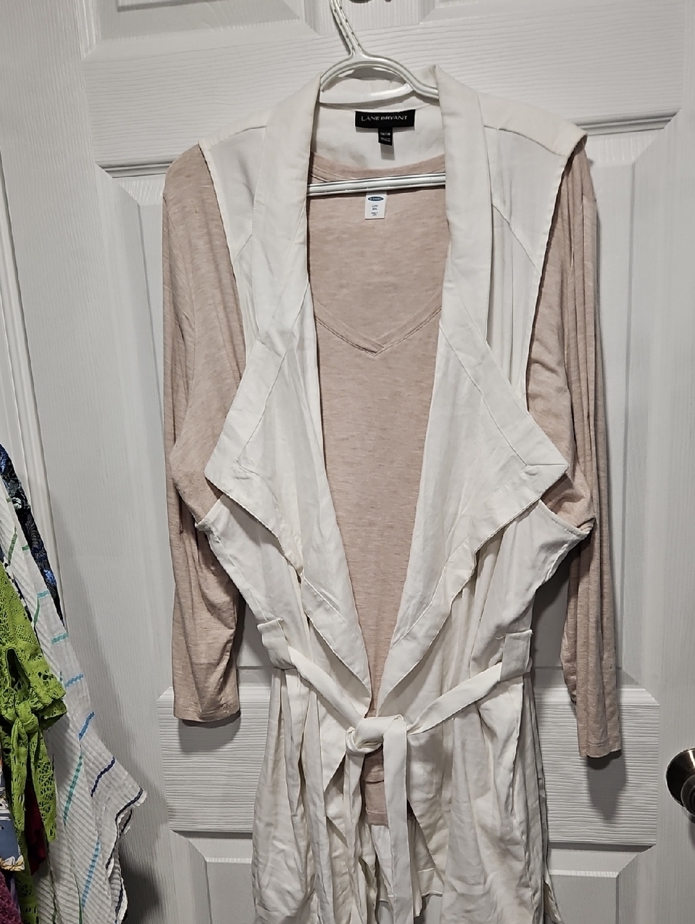 Lane Bryant Cream Drape Front Vest